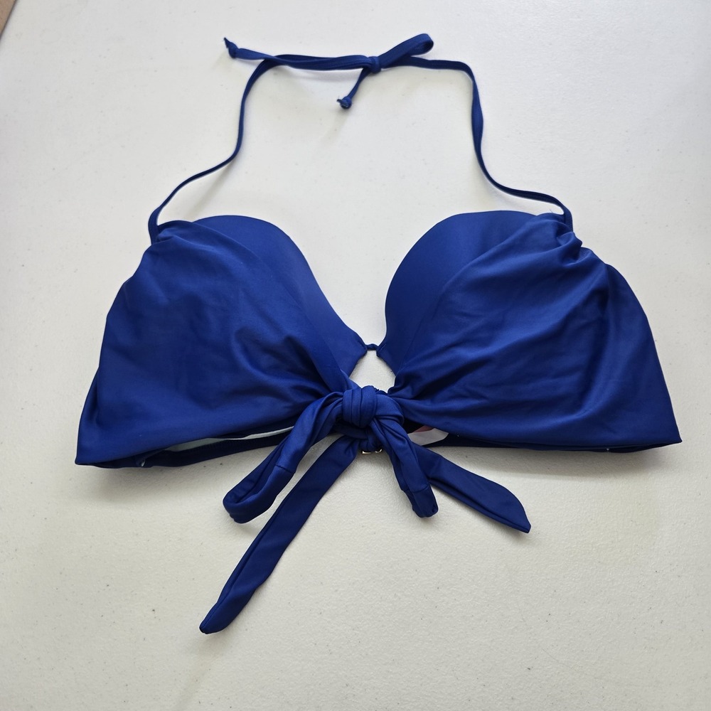 Victoria's Secret Women Swimwear 36DD Blue The Wrap Halter Underwire